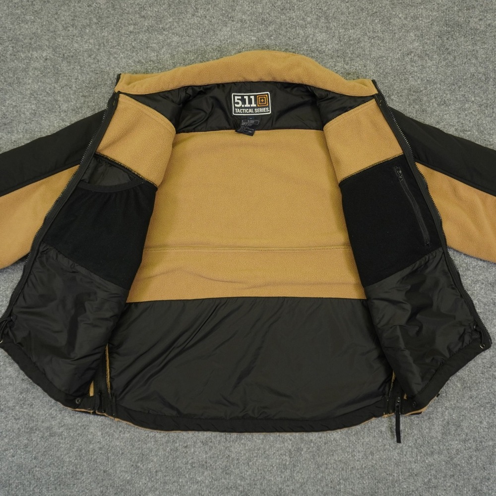 5.11 Tactical Series Jacket Mens M Tan Black Fleece Full Zip Utility Outdoor - Picture 4 of 8